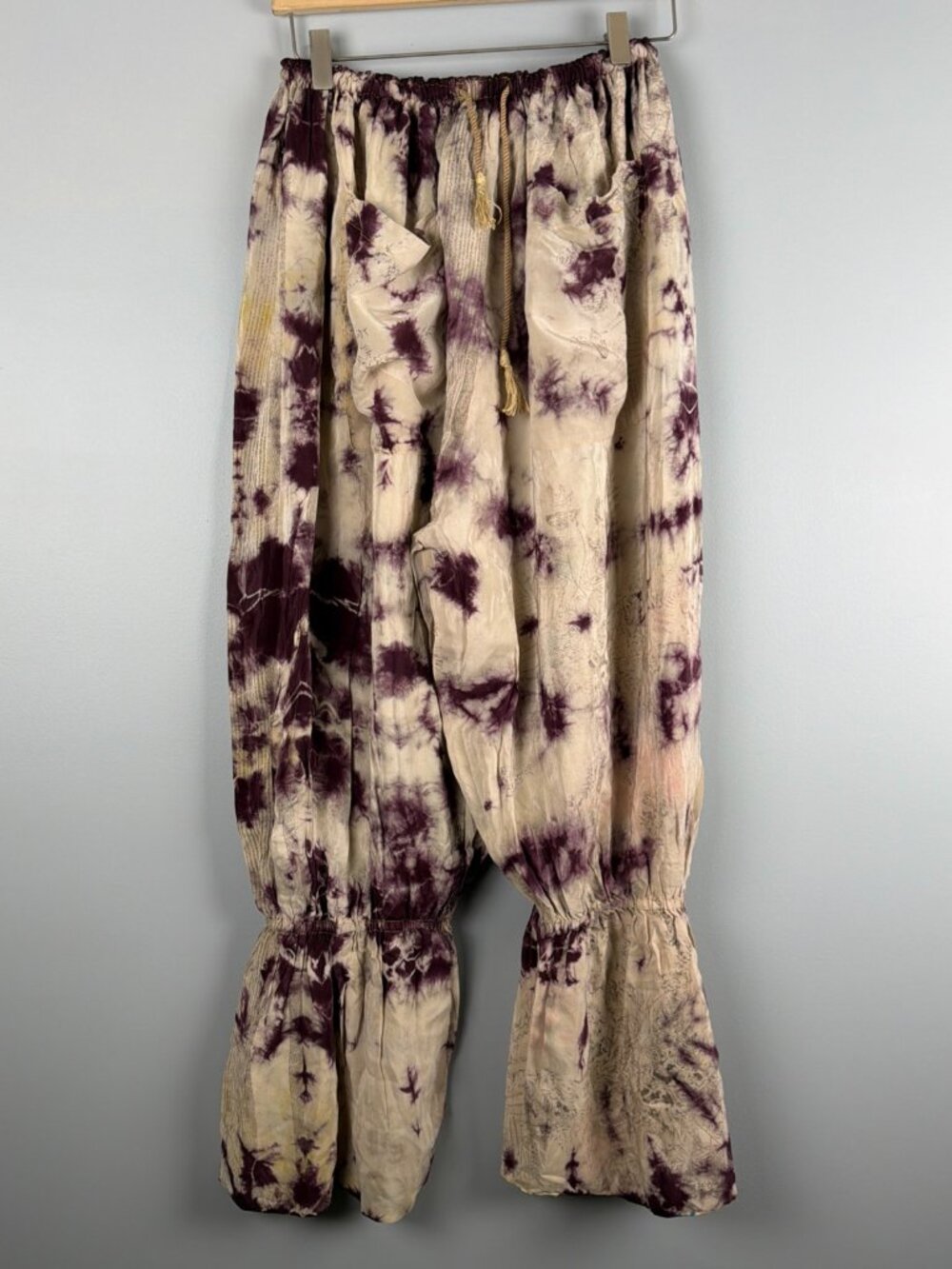 Kantha Bae Duality Bloomer Pants Purple Ruffle Reversible Silk Bohemian Beach